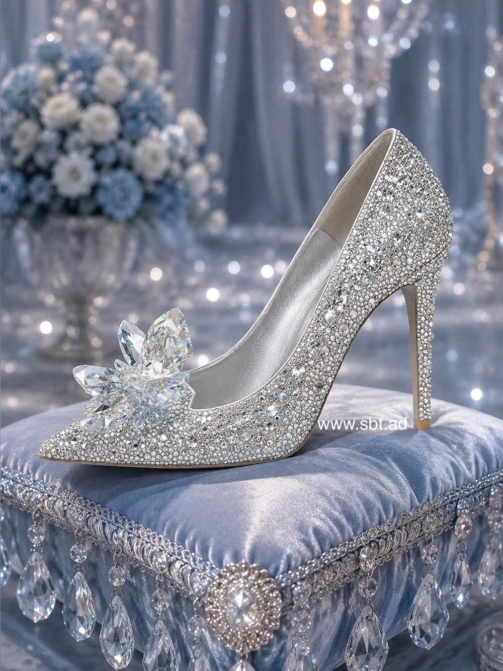 NEW Cinderella Shoes Sparkling Bling Swarovski Crystal Wedding Heels Pumps +Gift